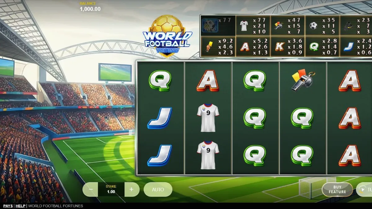 World Football Fortunes slot game stadium atmosphere